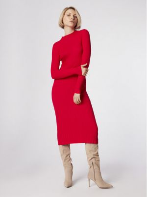 Sukienka dzianinowa slim fit Simple - czerwony