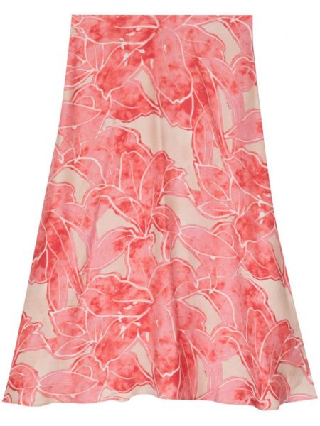 Svilena midi suknja s cvjetnim printom s printom Kiton