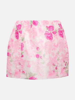 Květinové mini sukně z nylonu z polyesteru Loveshackfancy - růžová