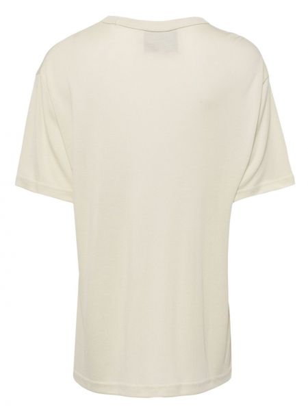 Lyocell t-shirt mit rundem ausschnitt Studio Nicholson beige