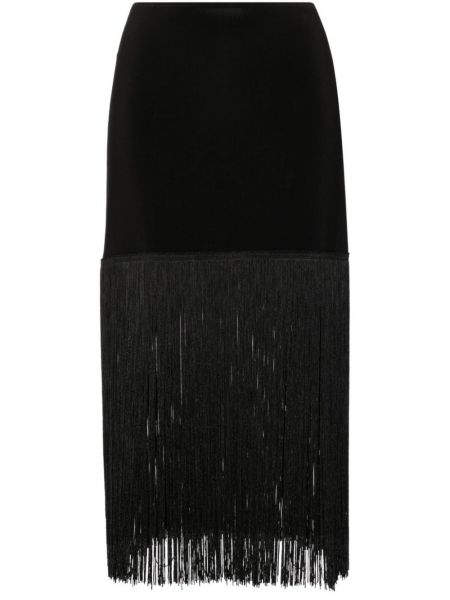 Μίντι φούστα με κρόσσια Norma Kamali μαύρο