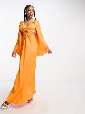 Расклешенное платье с длинным рукавом Forever New оранжевое
