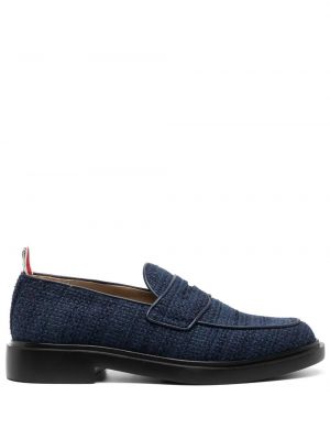 Pantofi loafer din tweed Thom Browne albastru