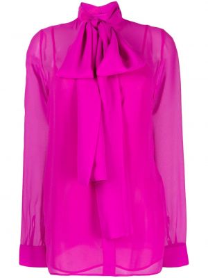 Копринена риза с панделка Costarellos розово