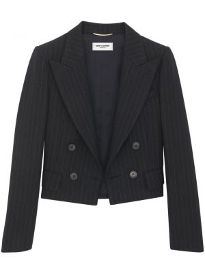 Volneni blazer s črtami Saint Laurent črna