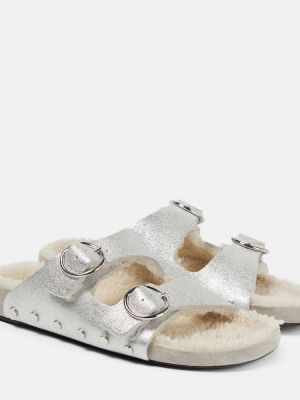 Sandały skórzane Isabel Marant srebrne