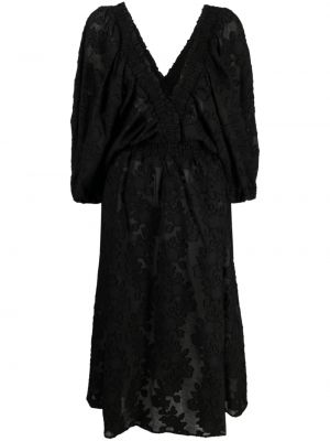 Midi obleka iz žakarda La Doublej črna