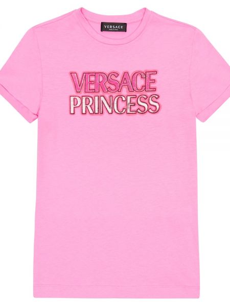 Printti puuvilla mekko tytöille Versace Kids pinkki