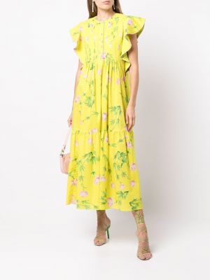Vestido de flores con estampado Cynthia Rowley amarillo
