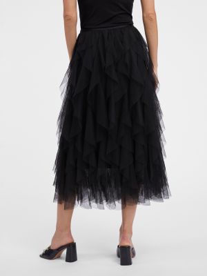 Midi sukně s volány Orsay černé