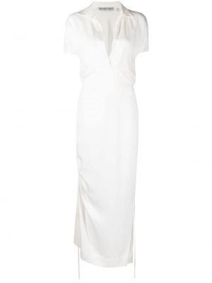 Sukienka midi z dekoltem w serek drapowana Christopher Esber biała
