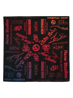 Fular de mătase cu imagine Acne Studios negru