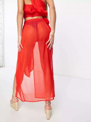 Шифоновая длинная юбка с драпировкой Asos красная