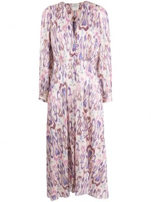 Μάξι φόρεμα με σχέδιο με λαιμόκοψη v Forte_forte ροζ