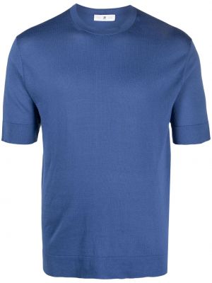 Памучна копринена тениска Pt Torino синьо