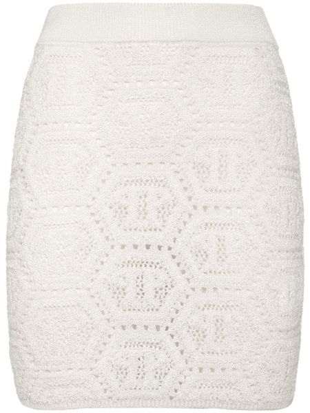 Pletené mini sukně Philipp Plein bílé