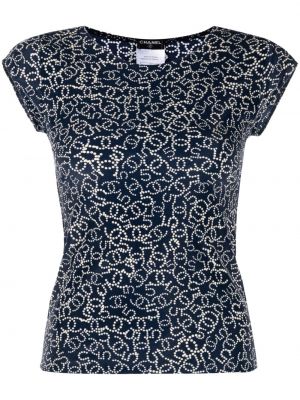 Μπλούζα με σχέδιο με στρογγυλή λαιμόκοψη Chanel Pre-owned μπλε