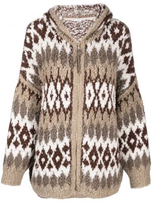 Jacquard fleece strikkegenser Brunello Cucinelli brun