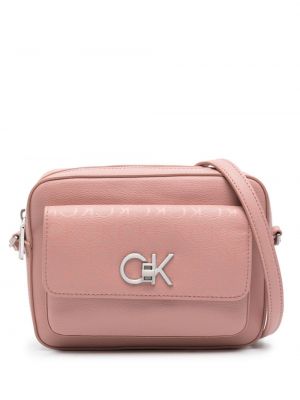 Kožna crossbody torbica s printom Calvin Klein