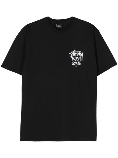 Памучна тениска Stüssy черно