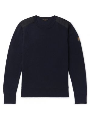Dzianinowy sweter wełniany z wełny merino Belstaff - niebieski