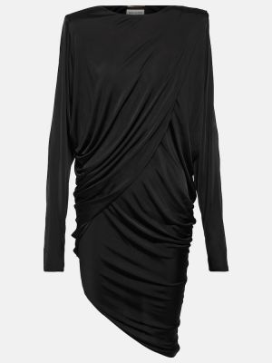 Jersey obleka z draperijo Saint Laurent črna