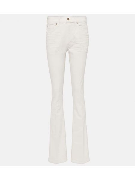Kõrge vöökohaga alt laienevad teksapüksid Tom Ford valge