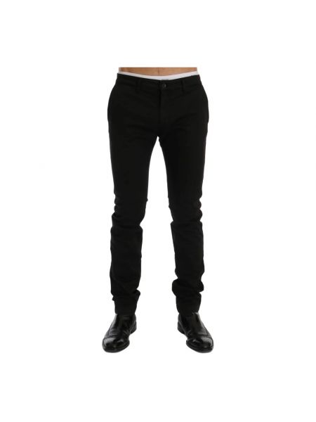 Obcisłe spodnie slim fit bawełniane Gianfranco Ferre czarne