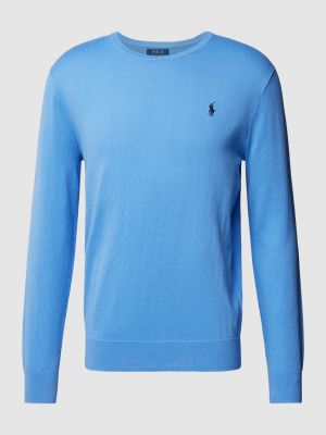 Dzianinowy sweter slim fit Polo Ralph Lauren niebieski