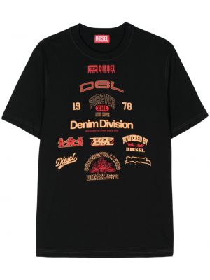 Тениска с принт Diesel черно