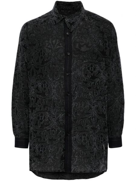 Asymetrická žakárová košeľa Yohji Yamamoto čierna