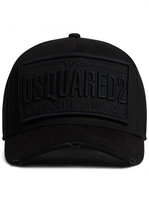 Medvilninis siuvinėtas kepurė su snapeliu Dsquared2 juoda