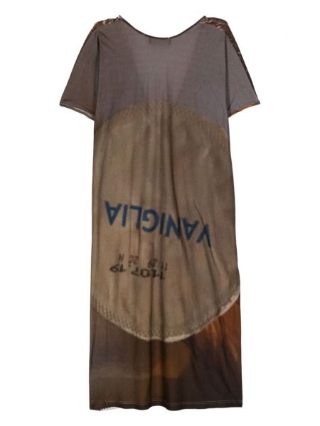 Sukienka midi bawełniana z nadrukiem Barbara Bologna brązowa