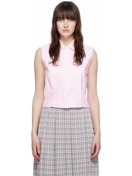 Розовая блузка без рукавов Thom Browne