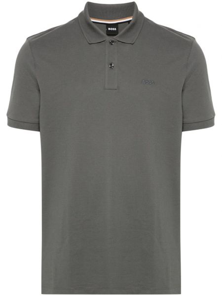 Poloshirt med broderier Boss grå