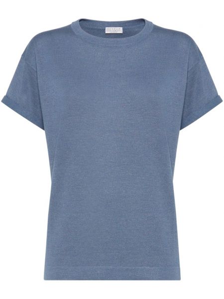 Kašmírové tričko Brunello Cucinelli modrá