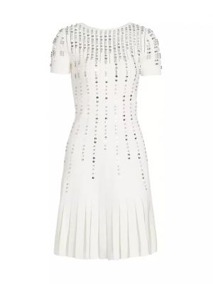 Расклешенное платье с кристаллами Reem Acra белый
