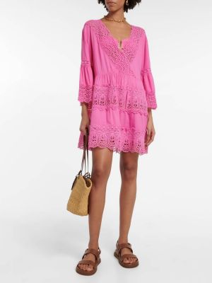Платье мини с вышивкой Melissa Odabash розовое