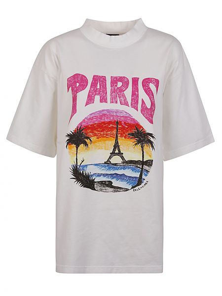 T-shirt motivo tropicale Balenciaga bianco
