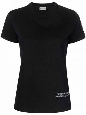 T-shirt avec imprimé slogan à imprimé Moncler noir