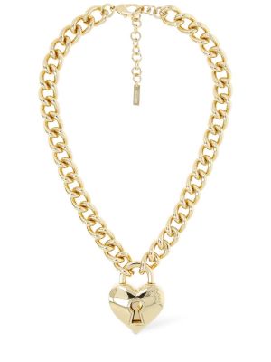 Ogrlica z vzorcem srca Moschino zlata