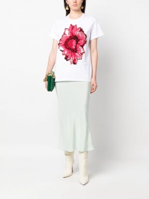 Květinové kašmírové tričko Barrie bílé