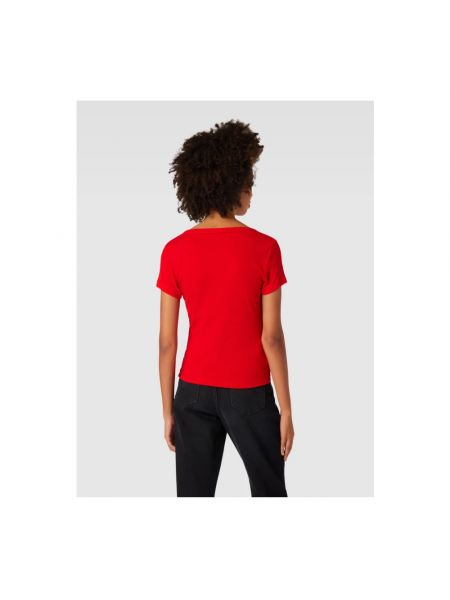 Camiseta slim fit de algodón a rayas Tommy Jeans rojo