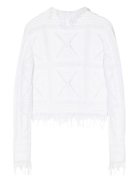 Cardigan à franges en tricot Chanel Pre-owned blanc