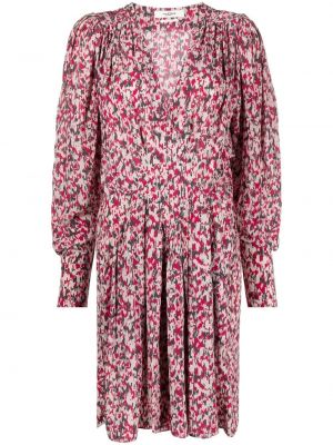 Mini šaty s potlačou s výstrihom do v s abstraktným vzorom Isabel Marant étoile ružová