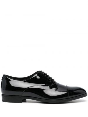 Кожени ниски обувки с връзки от лакирана кожа Emporio Armani черно