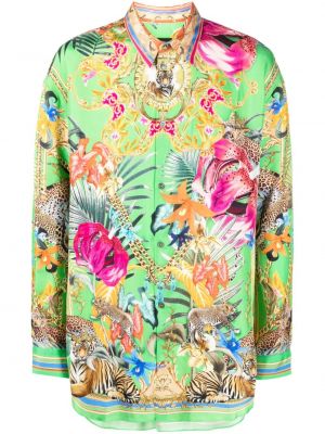 Svilena srajca s cvetličnim vzorcem s potiskom Camilla zelena