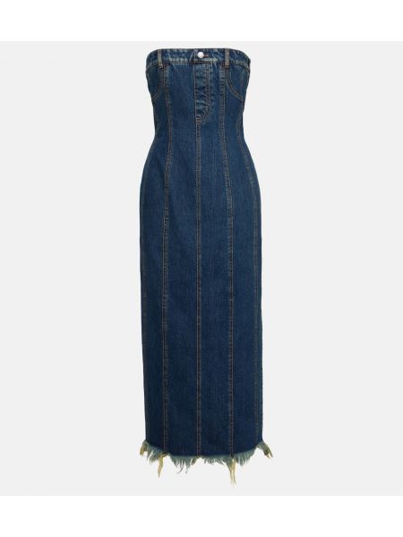 Vestito jeans con frange Alexander Mcqueen blu