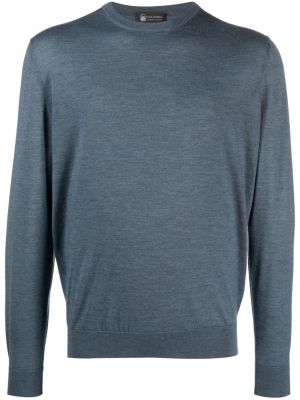 Pull en tricot col rond Colombo bleu