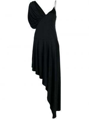 Drapované asymetrické koktejlové šaty Stella Mccartney černé